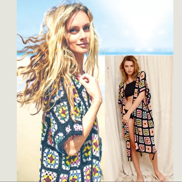 Anthropologie Jackets & Blazers - Granny Square Crochet Kimono Poncho XS S M NEW